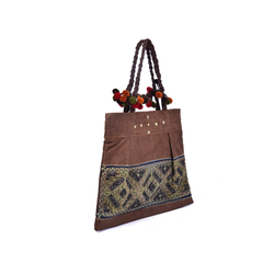 Flat Trapezoidal Hand-Woven Brocade Bag