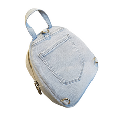 Handmade Upcycled Denim Gray Backpack