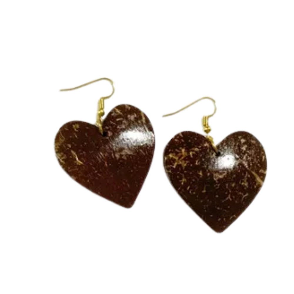 Heart Shaped Coconut Earrings