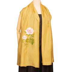 Hand Painted Peony Scarf Mulberry Silk Handcrafted
