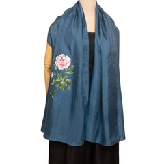 Hand Painted Peony Scarf Mulberry Silk Handcrafted