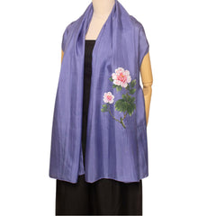 Hand Painted Peony Scarf Mulberry Silk Handcrafted