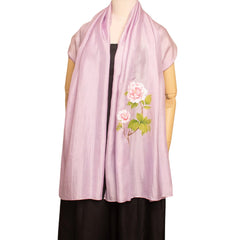 Hand Painted Peony Scarf Mulberry Silk Handcrafted