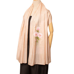 Hand Painted Rose Scarf Mulberry Silk Handcrafted