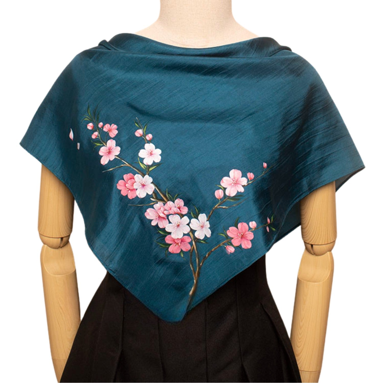 Hand Painted Square Scarf Mulberry Silk Handcrafted