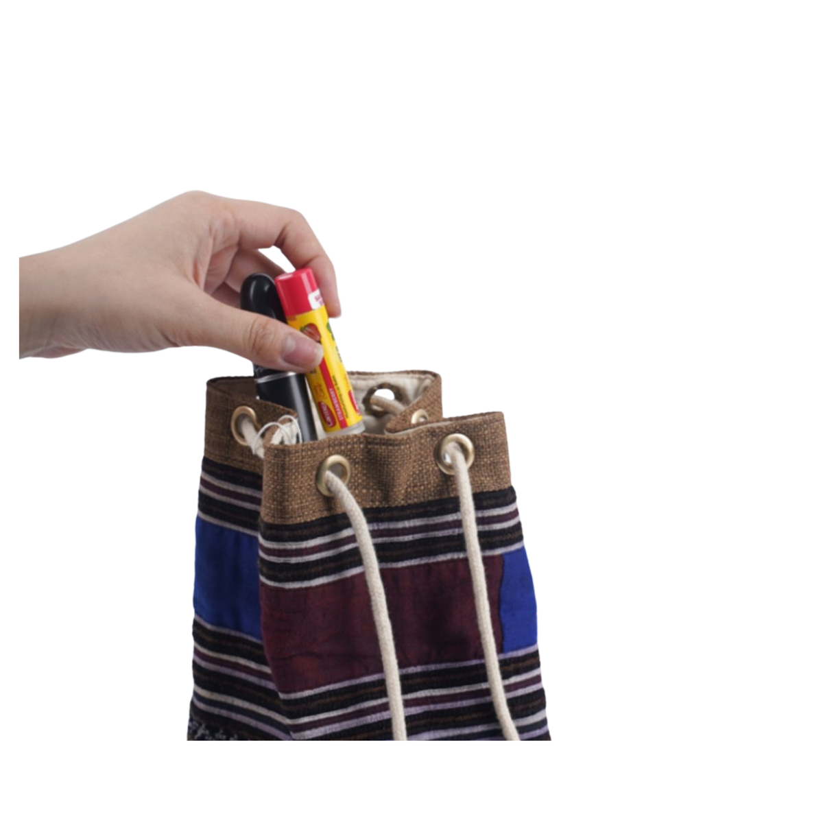 Hand-Woven Brocade Drawstring Bag