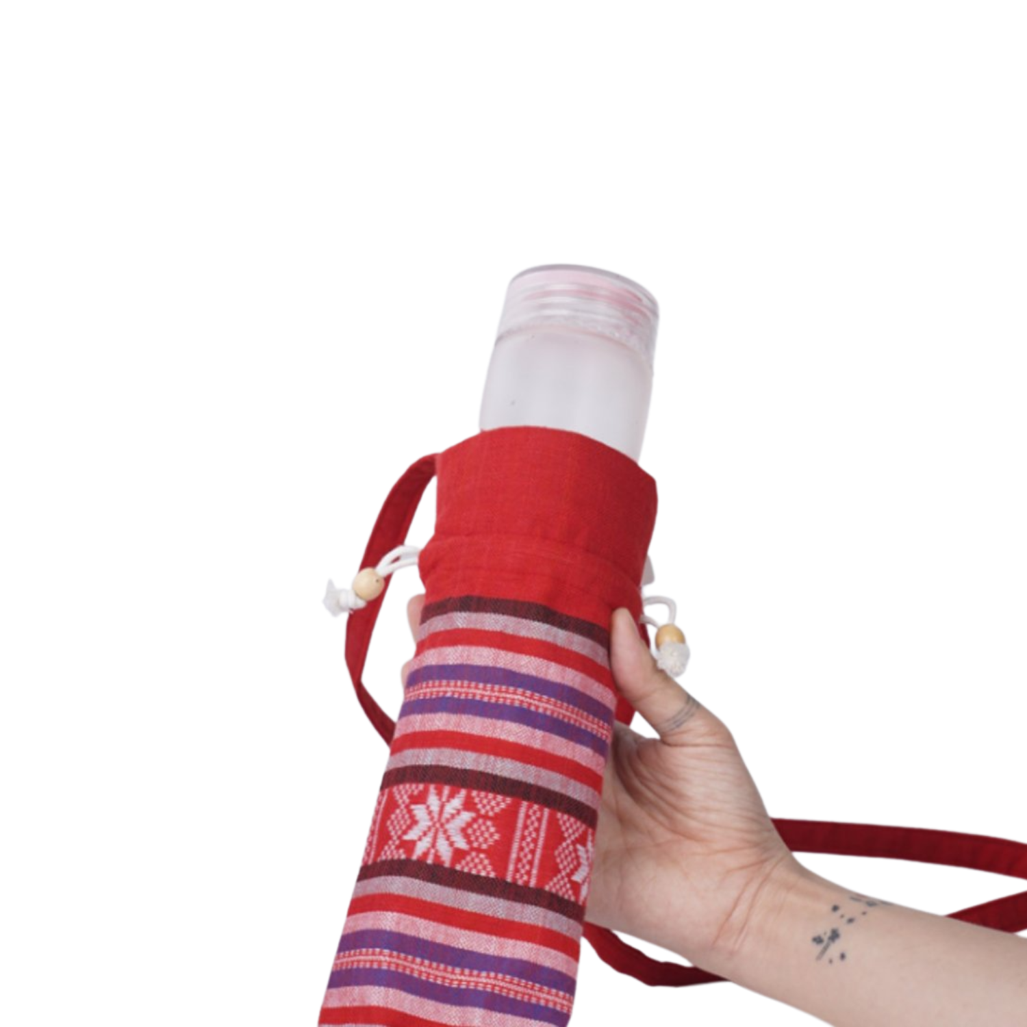 Hand-Woven Brocade Water Bottle Bag