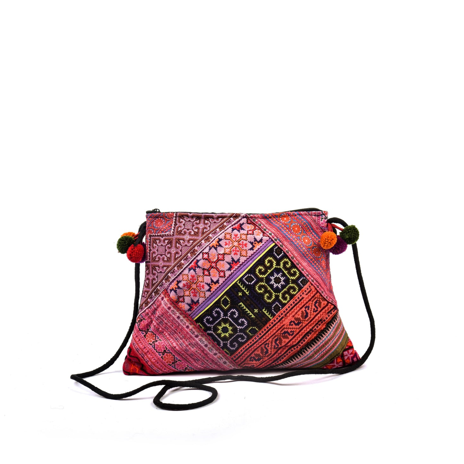 Hand-Woven Trapezoidal Brocade Crossbody Bag