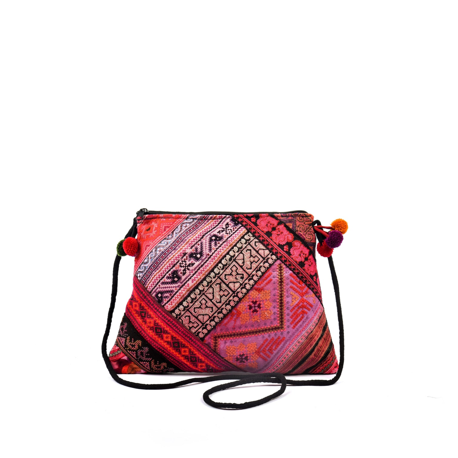 Hand-Woven Trapezoidal Brocade Crossbody Bag