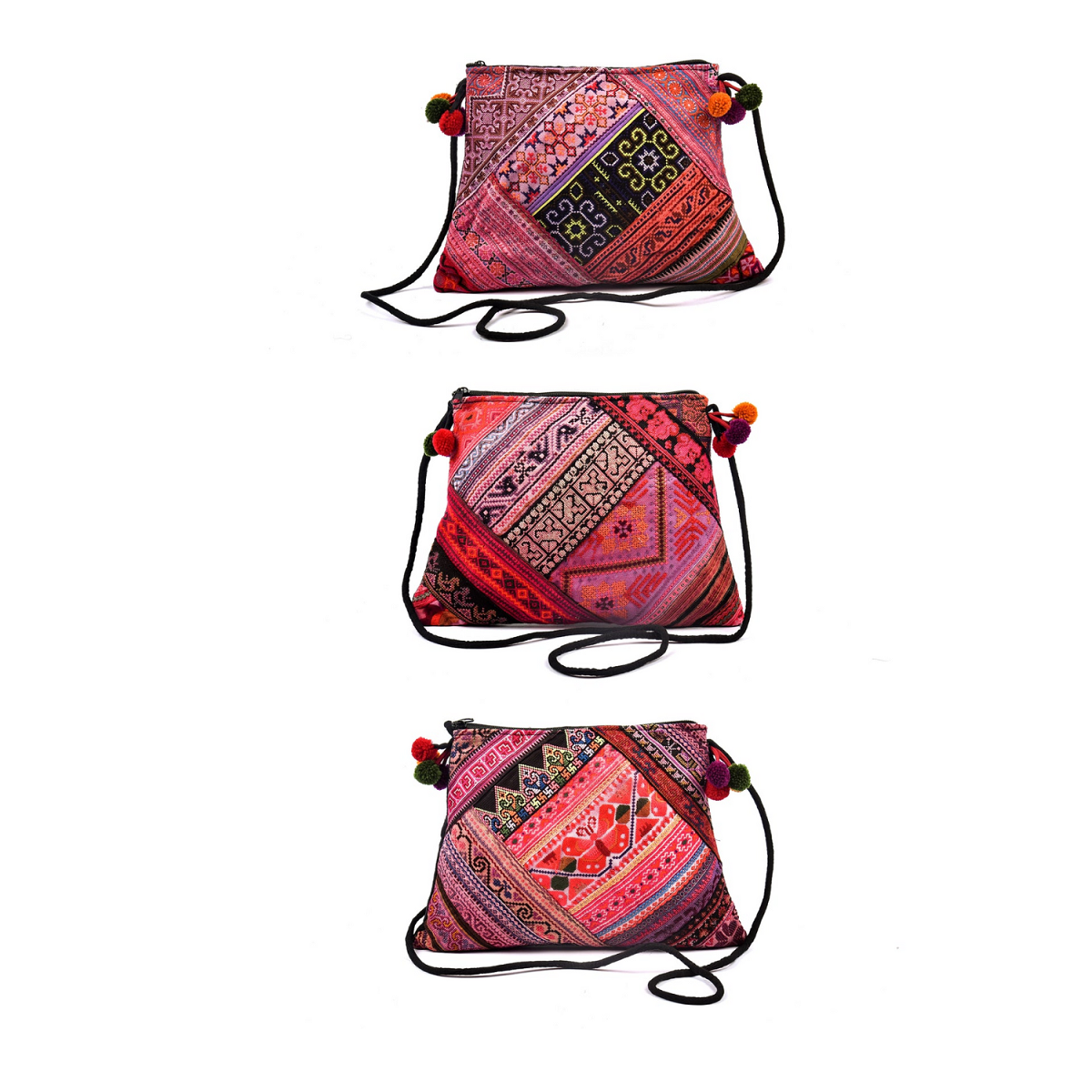 Hand-Woven Trapezoidal Brocade Crossbody Bag