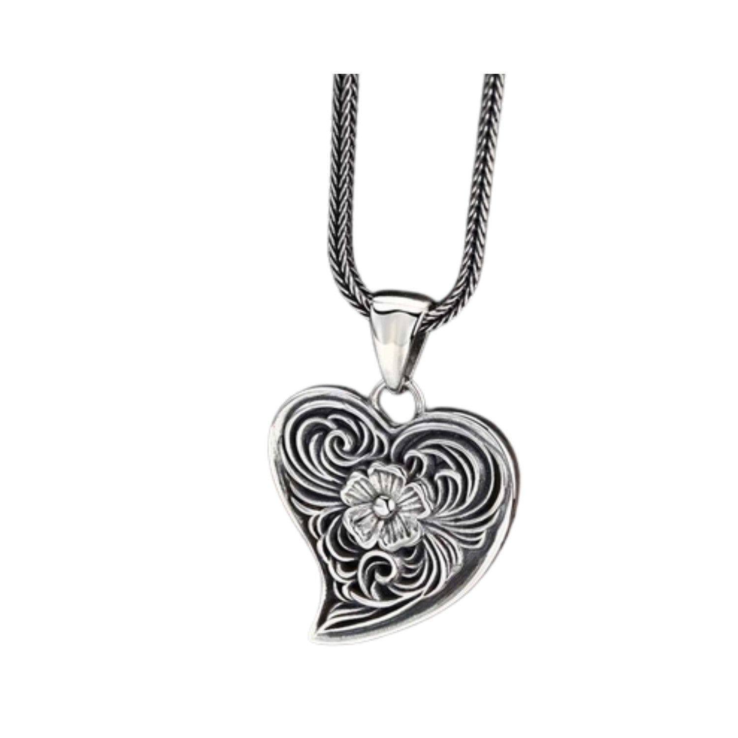 Handcrafted 925 Sterling Silver Heart-Shaped Pendant For Men