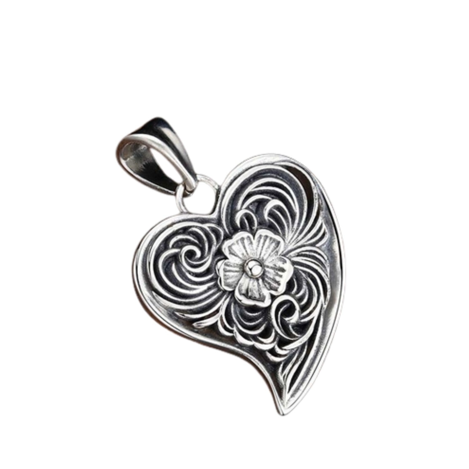 Handcrafted 925 Sterling Silver Heart-Shaped Pendant For Men