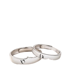 Handcrafted 925 Sterling Silver Kiss-Shaped Couple Rings