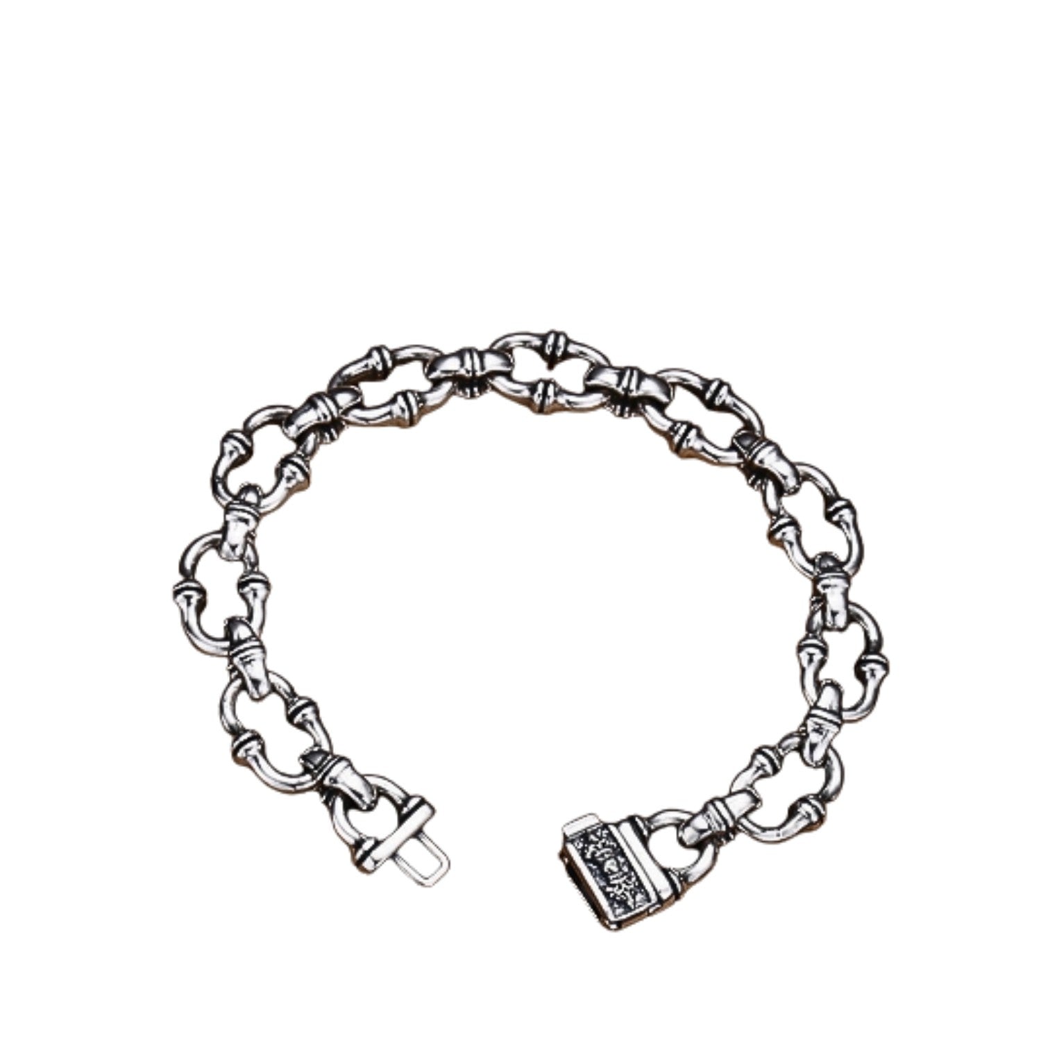 Handcrafted 925 Sterling Silver  Men's Bracelet With Large Link Design