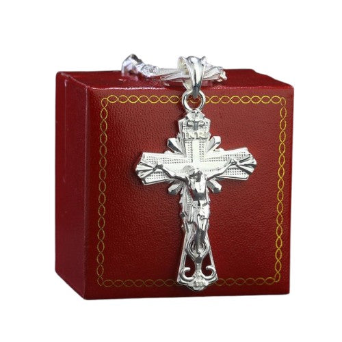 Handcrafted 925 Sterling Silver Men's Cross Necklace