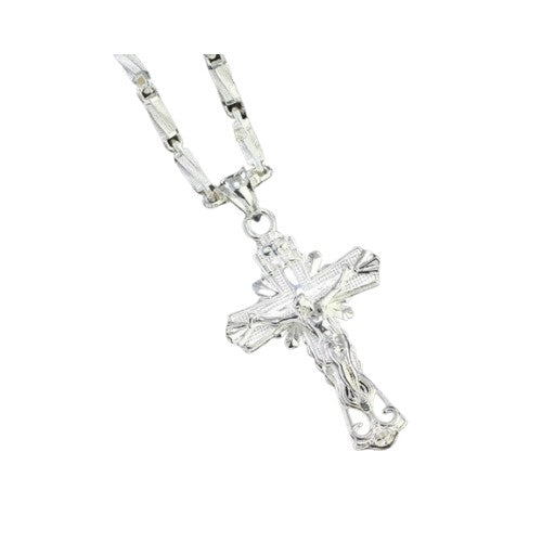 Handcrafted 925 Sterling Silver Men's Cross Necklace