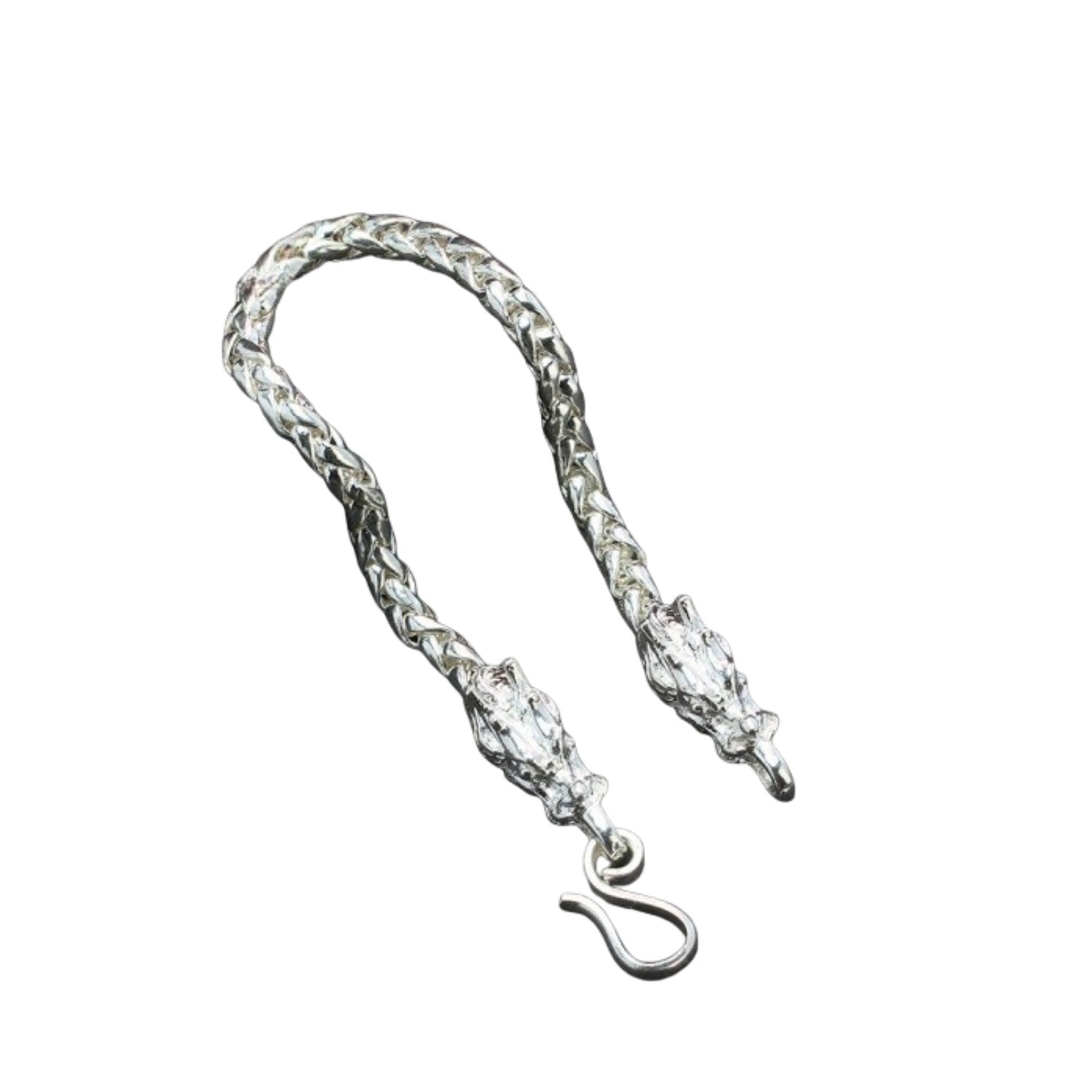 Handcrafted 925 Sterling Silver Men's Dragon Head Bracelet