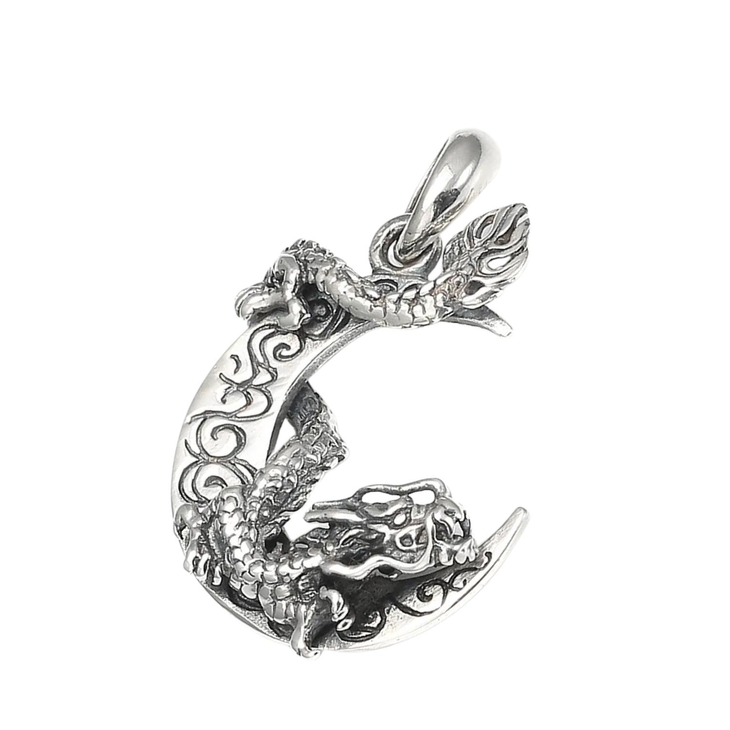 Handcrafted 925 Sterling Silver Men's Dragon Pendant