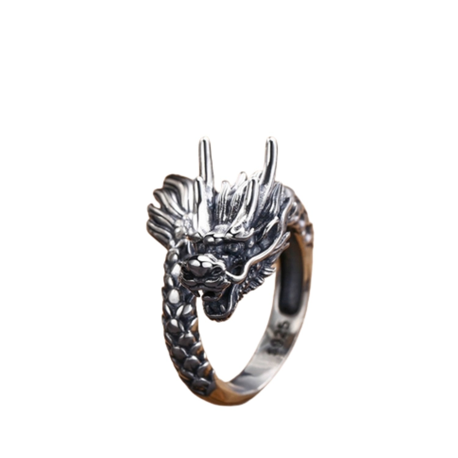 Handcrafted 925 Sterling Silver Men's Dragon Ring