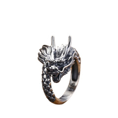 Handcrafted 925 Sterling Silver Men's Dragon Ring