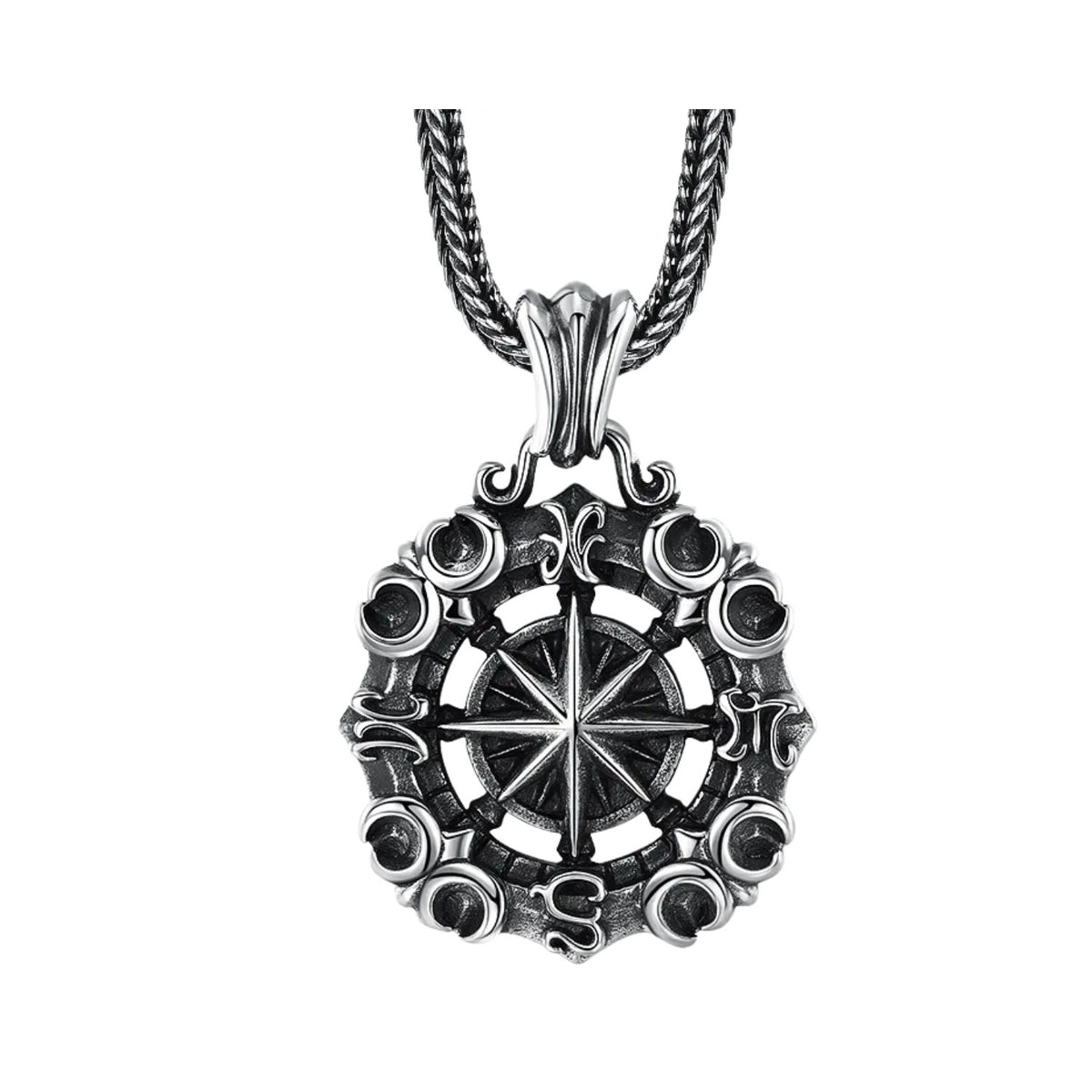 Handcrafted 925 Sterling Silver Men's Eight-Pointed Star Pendant