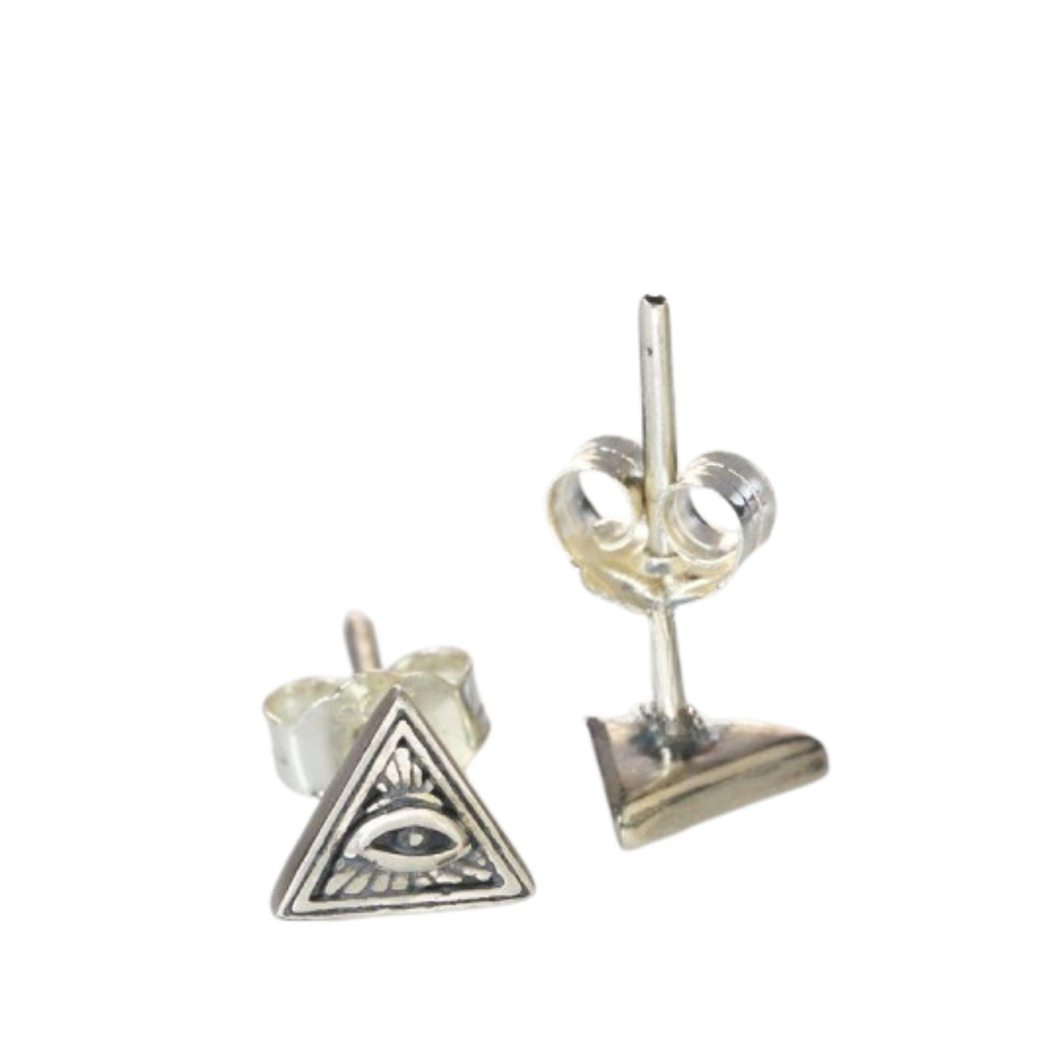 Handcrafted 925 Sterling Silver Men's Eye-Shaped Earrings