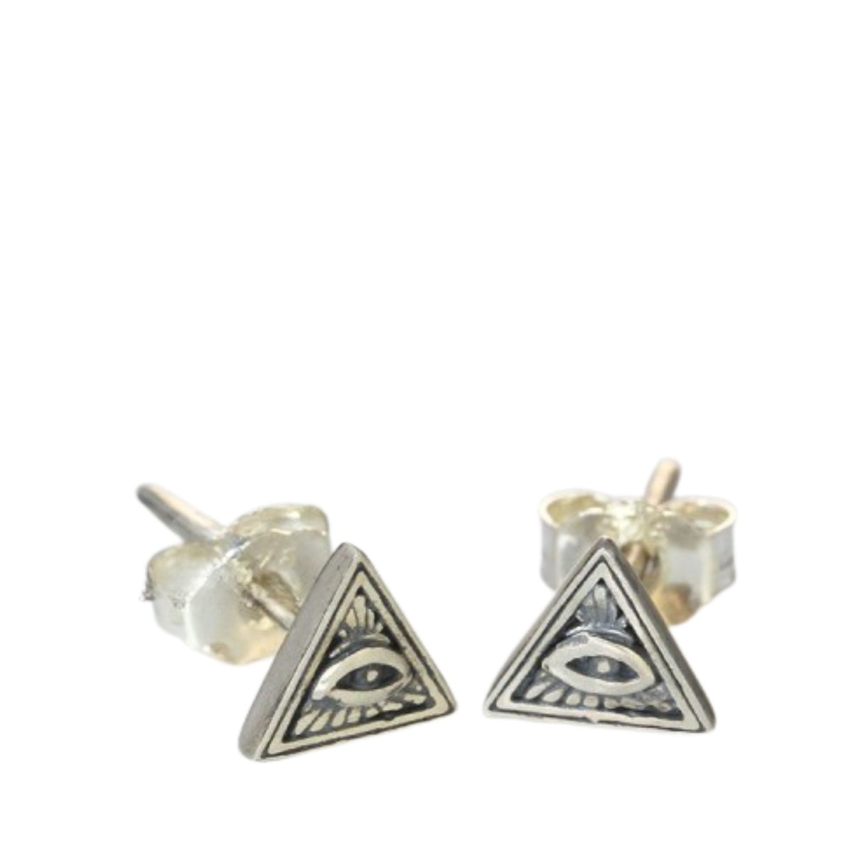 Handcrafted 925 Sterling Silver Men's Eye-Shaped Earrings