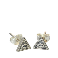 Handcrafted 925 Sterling Silver Men's Eye-Shaped Earrings