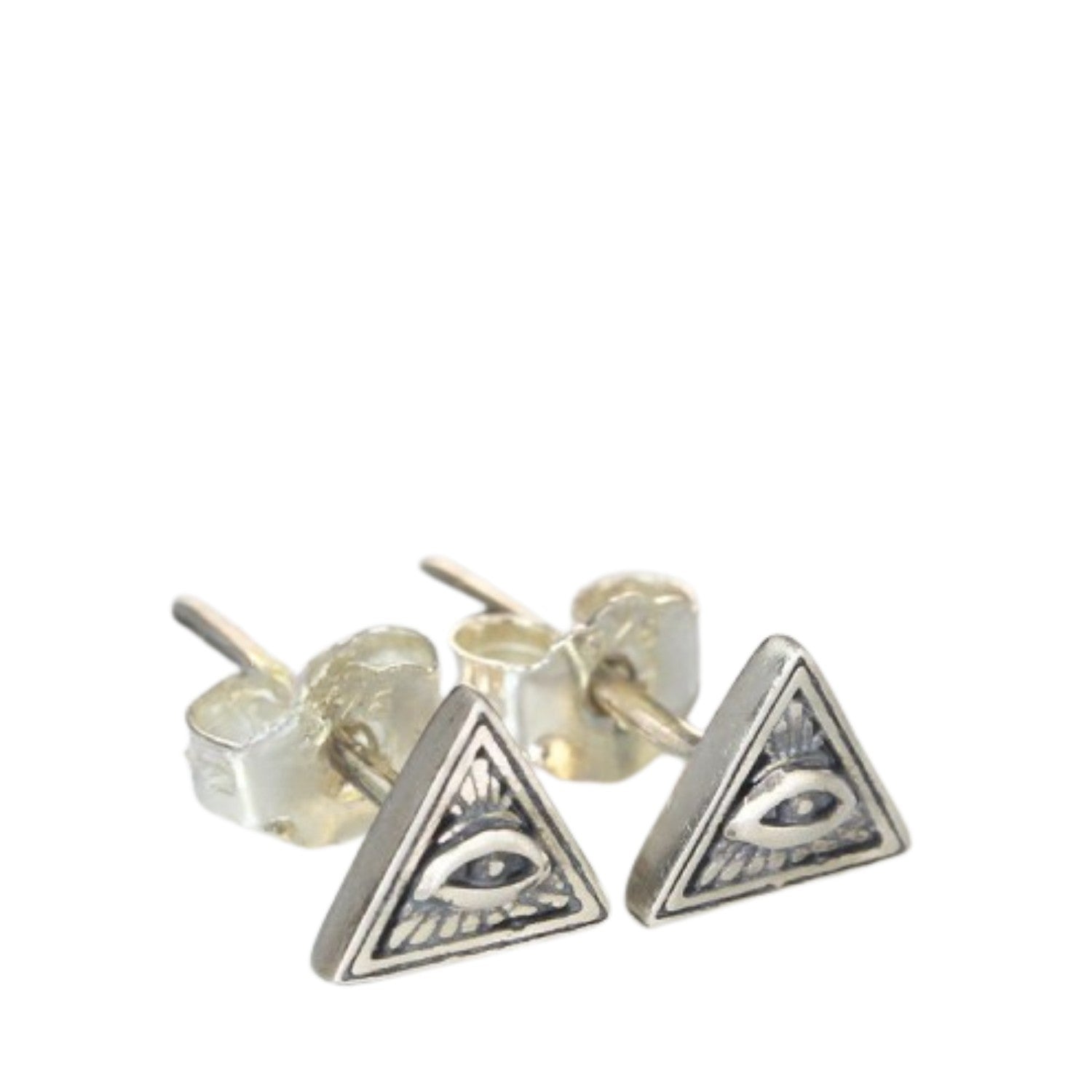 Handcrafted 925 Sterling Silver Men's Eye-Shaped Earrings