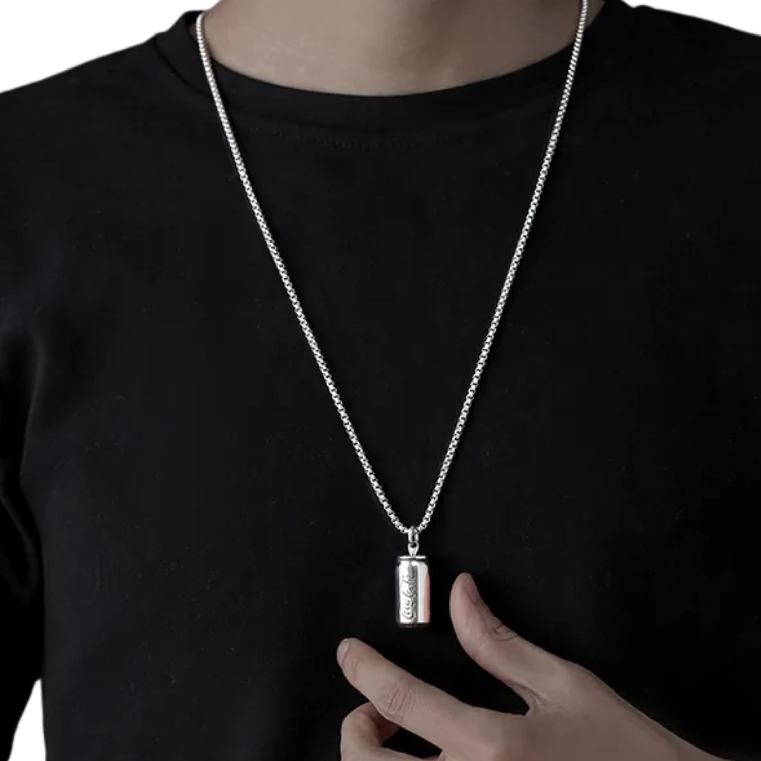 Handcrafted 925 Sterling Silver Men's Pendant In The Shape Of A Coca-Cola Can