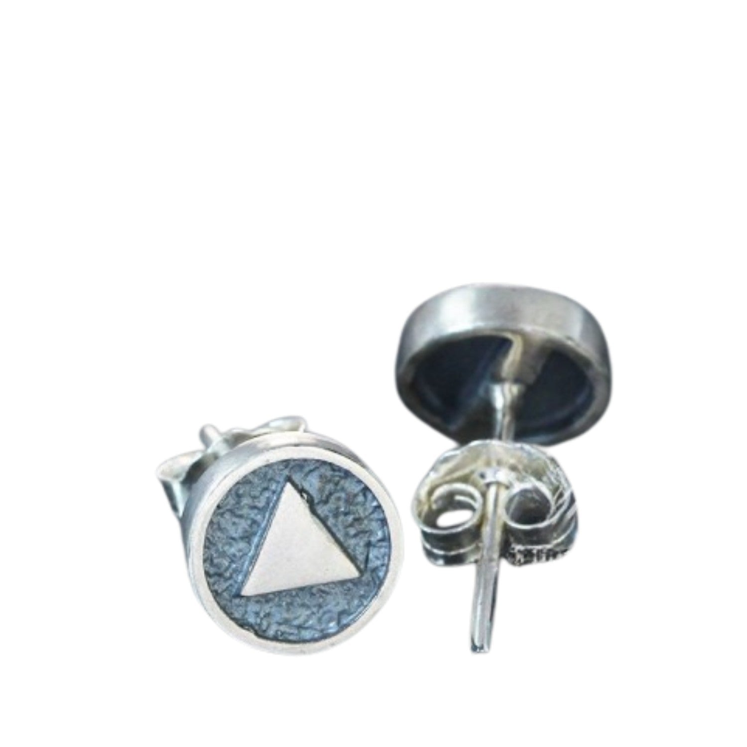Handcrafted 925 Sterling Silver Men's Round Earrings