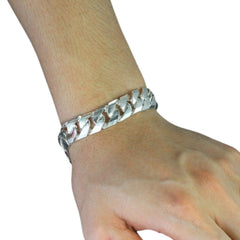 Handcrafted 925 Sterling Silver Men's Wide Bracelet