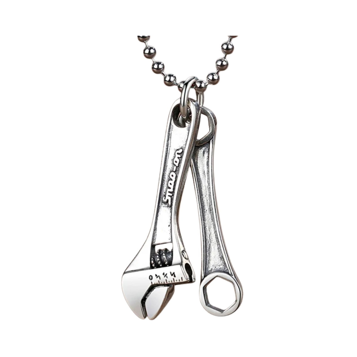 Handcrafted 925 Sterling Silver Men's Wrench-Shaped Pendant