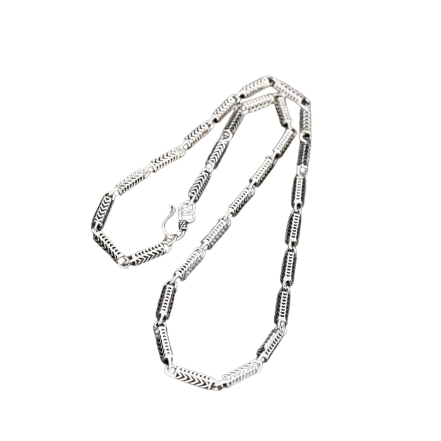 Handcrafted 925 Sterling Silver Men's Bamboo Knot Style Necklace