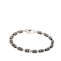 Handcrafted 925 Sterling Silver Men's Bracelet With Raised Cylindrical Design