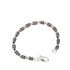 Handcrafted 925 Sterling Silver Men's Bracelet With Raised Cylindrical Design