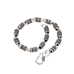 Handcrafted 925 Sterling Silver Men's Bracelet With Raised Cylindrical Design