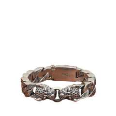 Handcrafted 925 Sterling Silver Men's Bracelet With Leopard Head Design