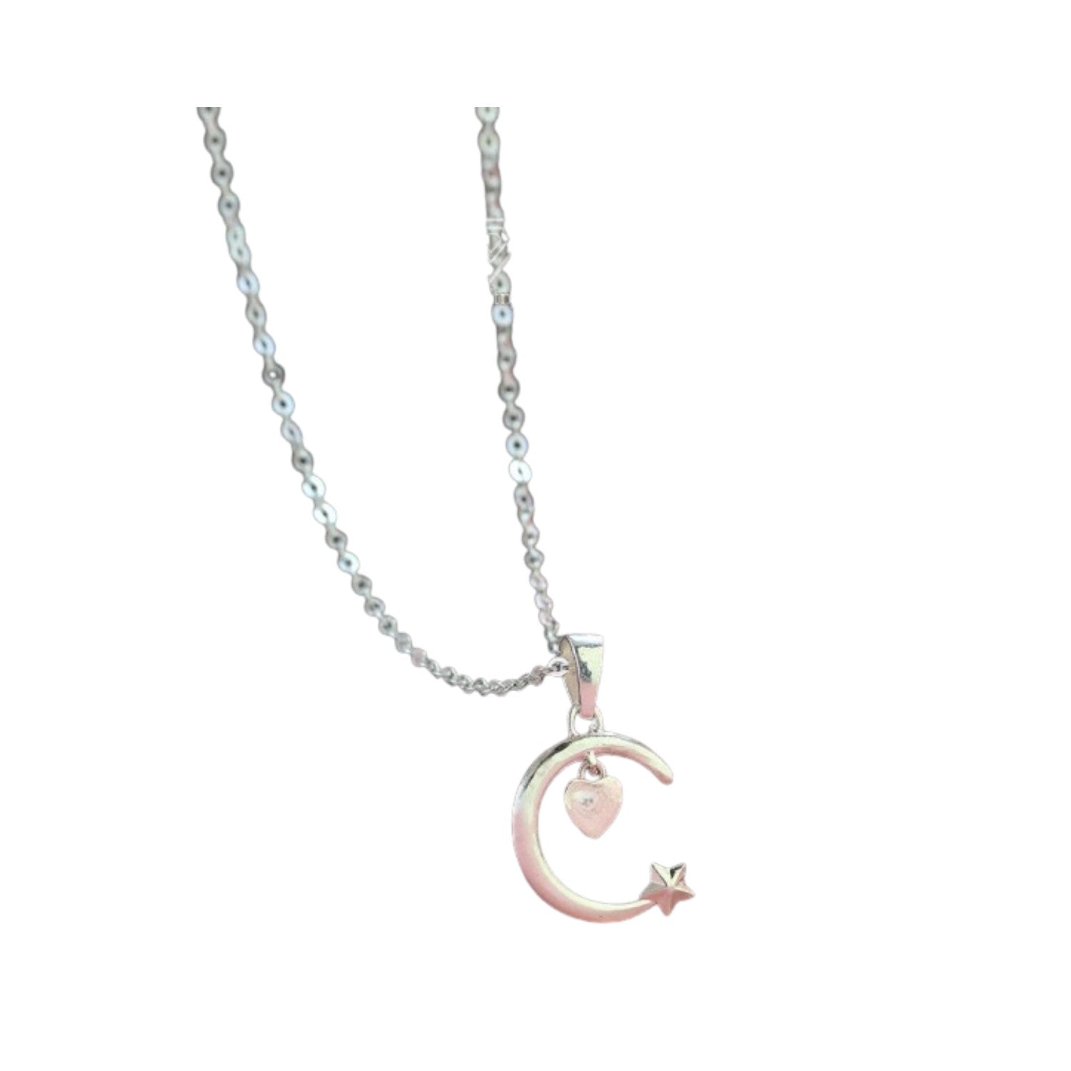 Handcrafted 925 Sterling Silver Moon Pendant Necklace