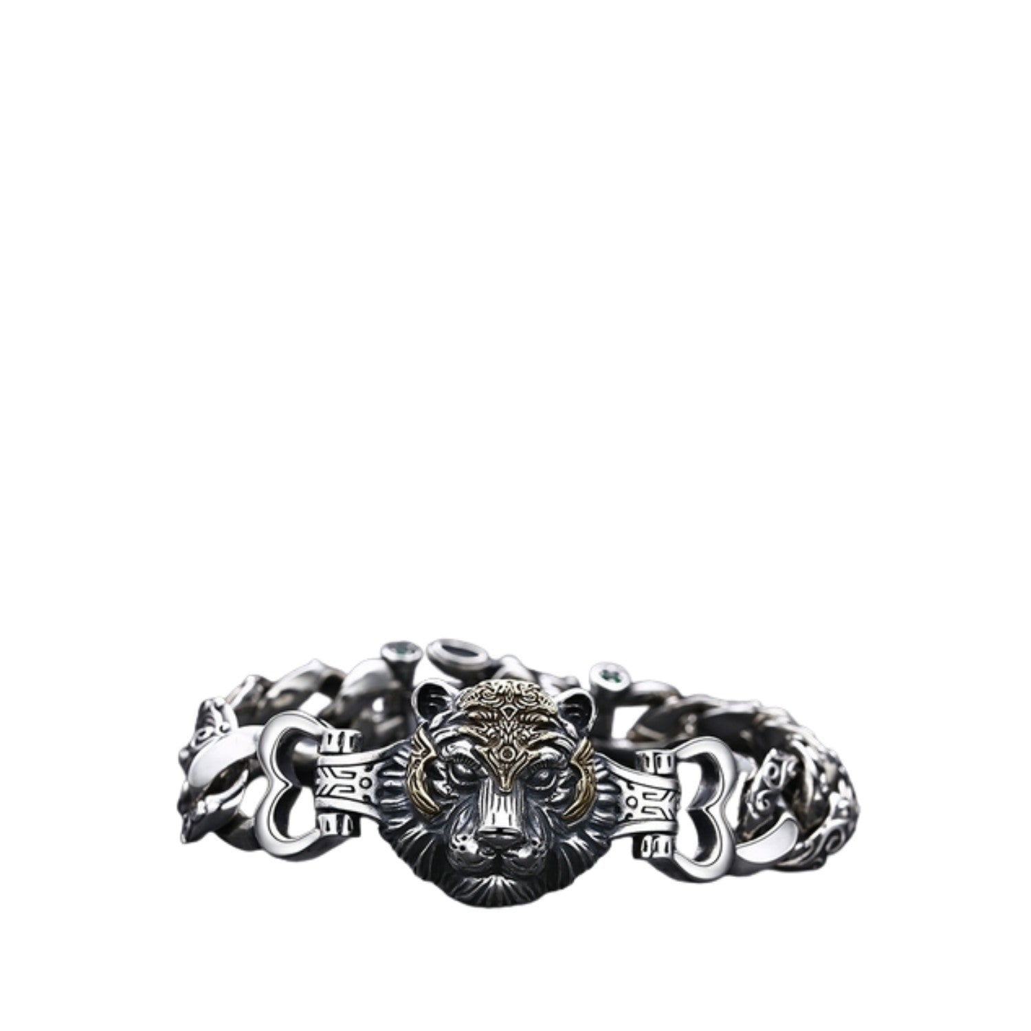 Handcrafted 925 Sterling Silver Tiger Bracelet For Men