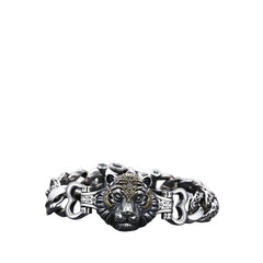 Handcrafted 925 Sterling Silver Tiger Bracelet For Men