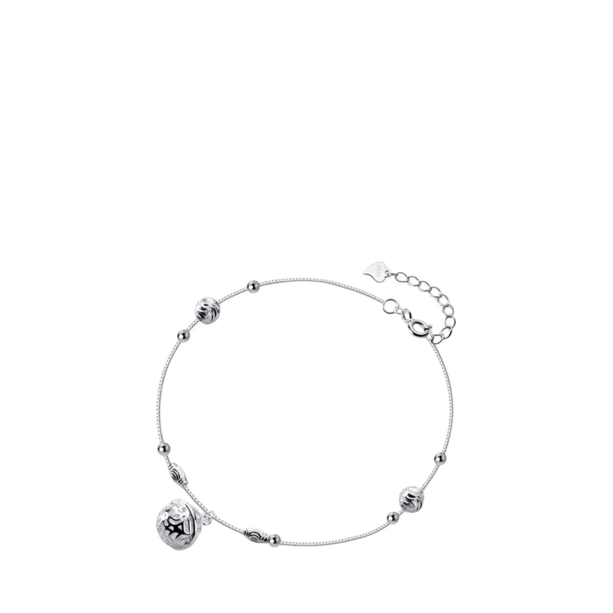 Handcrafted 925 Sterling Silver Women's Bell-Shaped Anklet