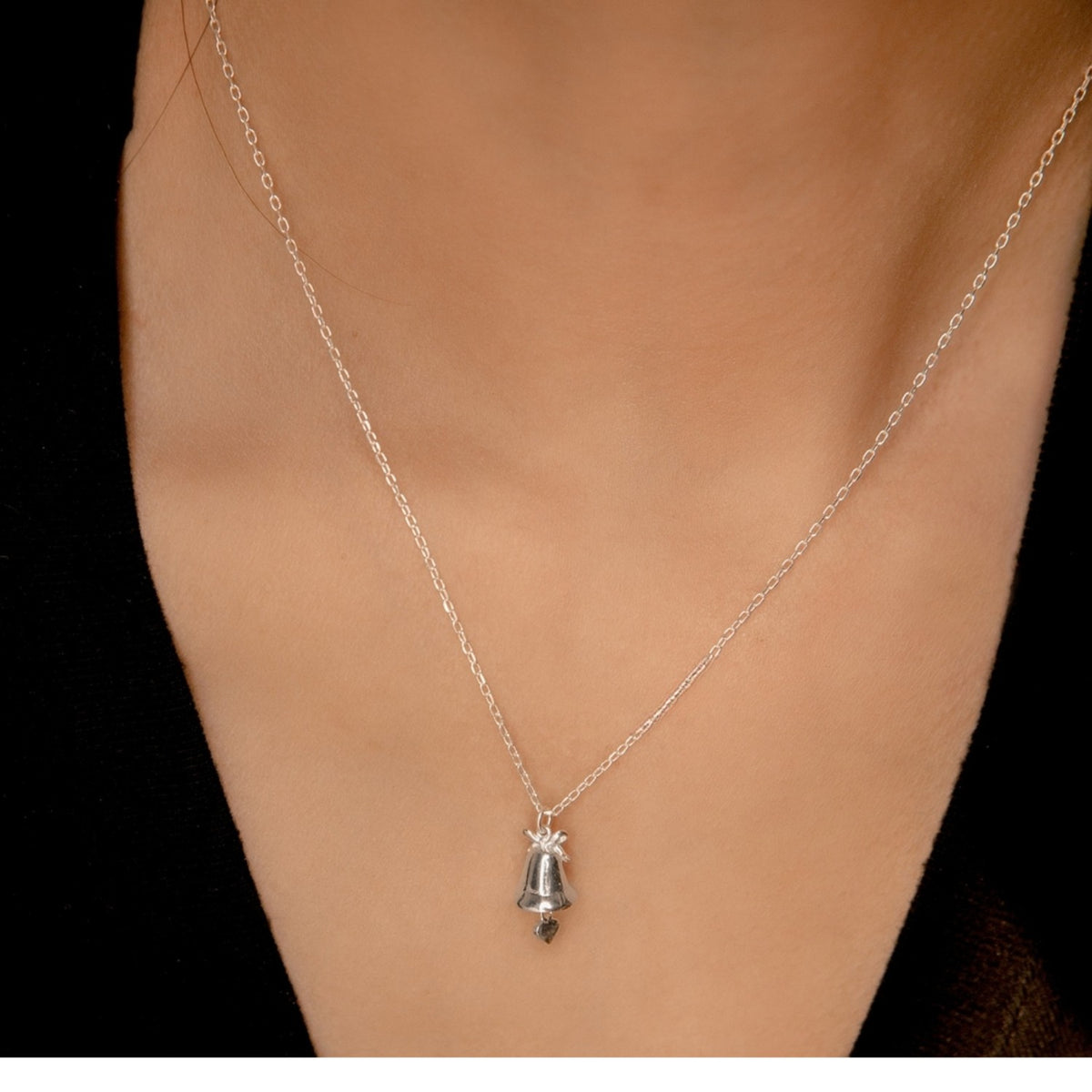 Handcrafted 925 Sterling Silver Women's Bell-Shaped Necklace