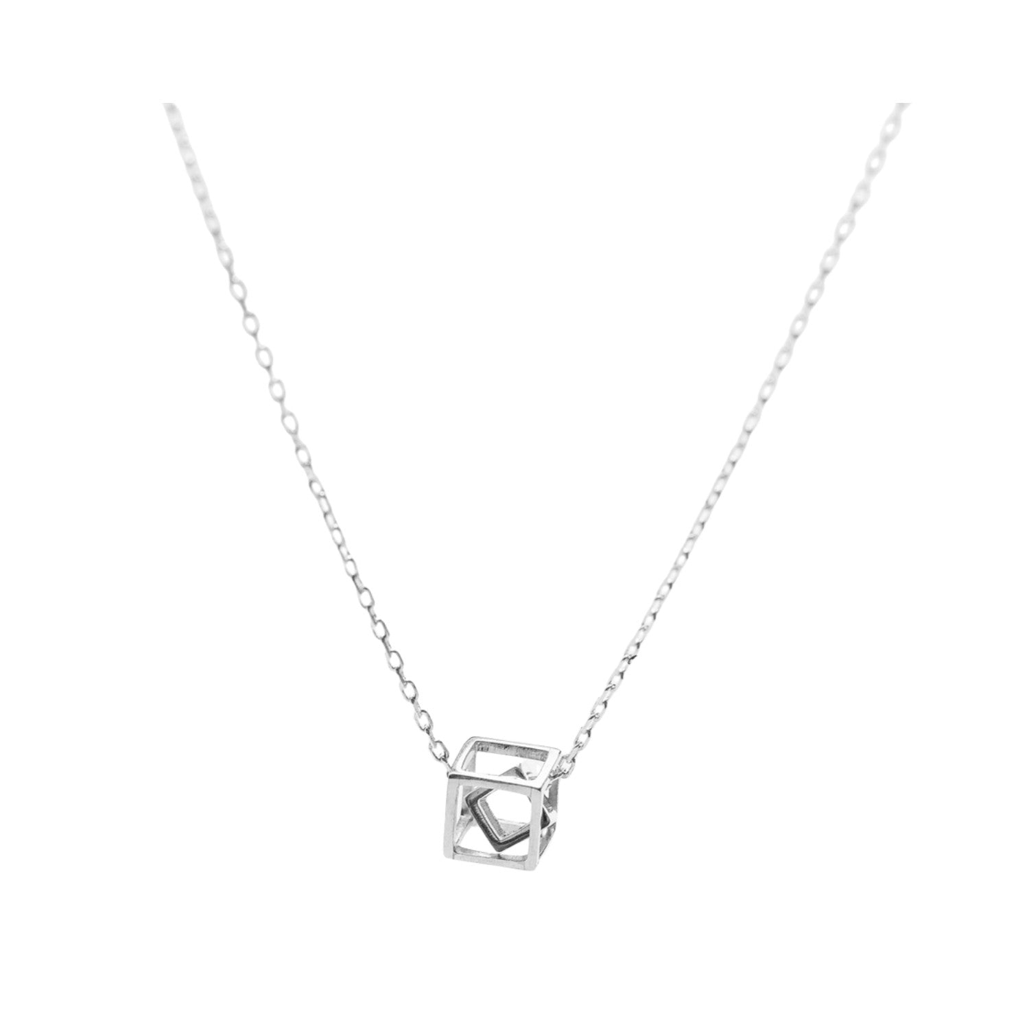 Handcrafted 925 Sterling Silver Women's Square Necklace