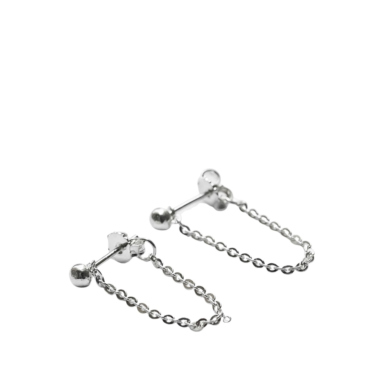 Handcrafted 925 Sterling Silver Women's Chain Eye Earrings