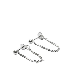 Handcrafted 925 Sterling Silver Women's Chain Eye Earrings