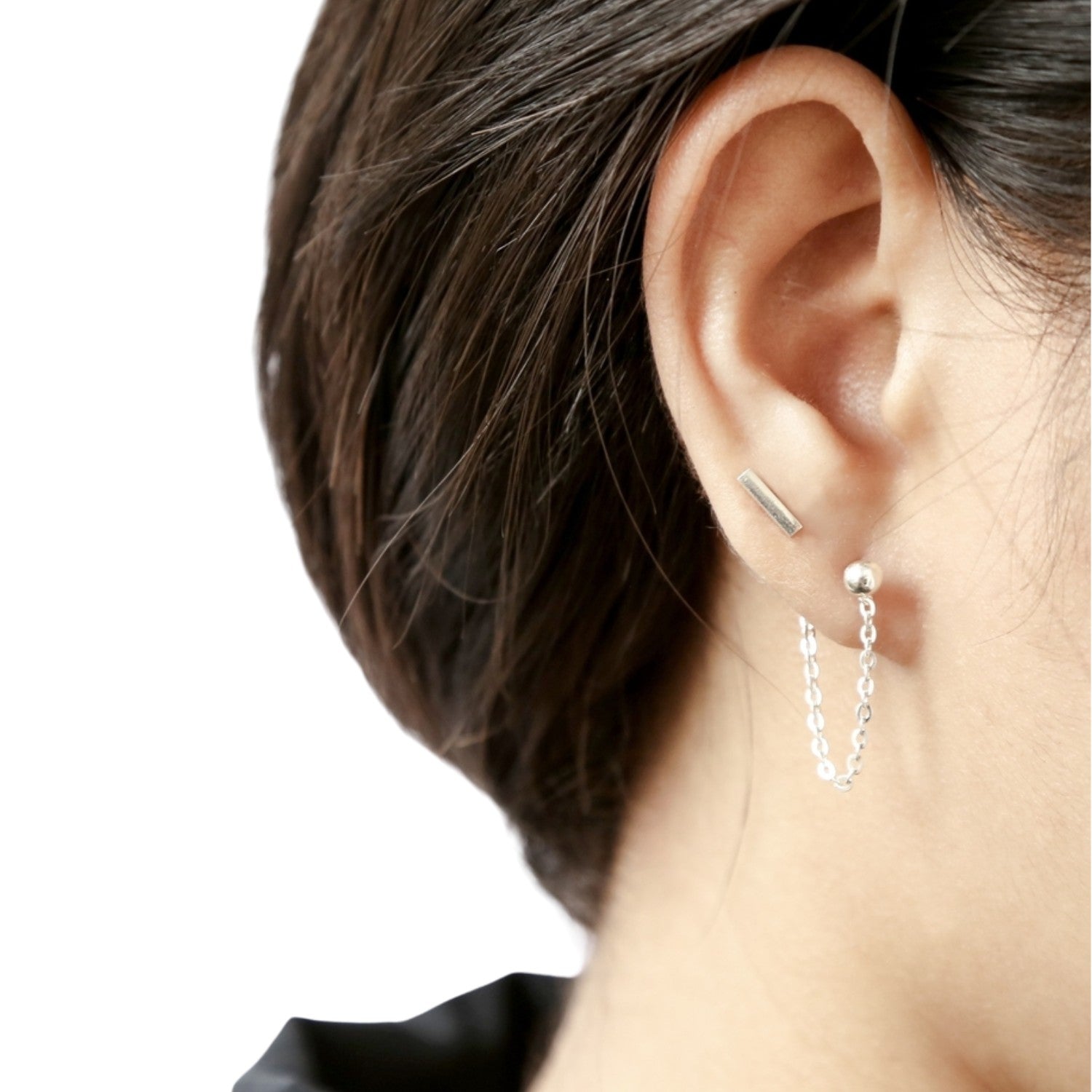 Handcrafted 925 Sterling Silver Women's Chain Eye Earrings