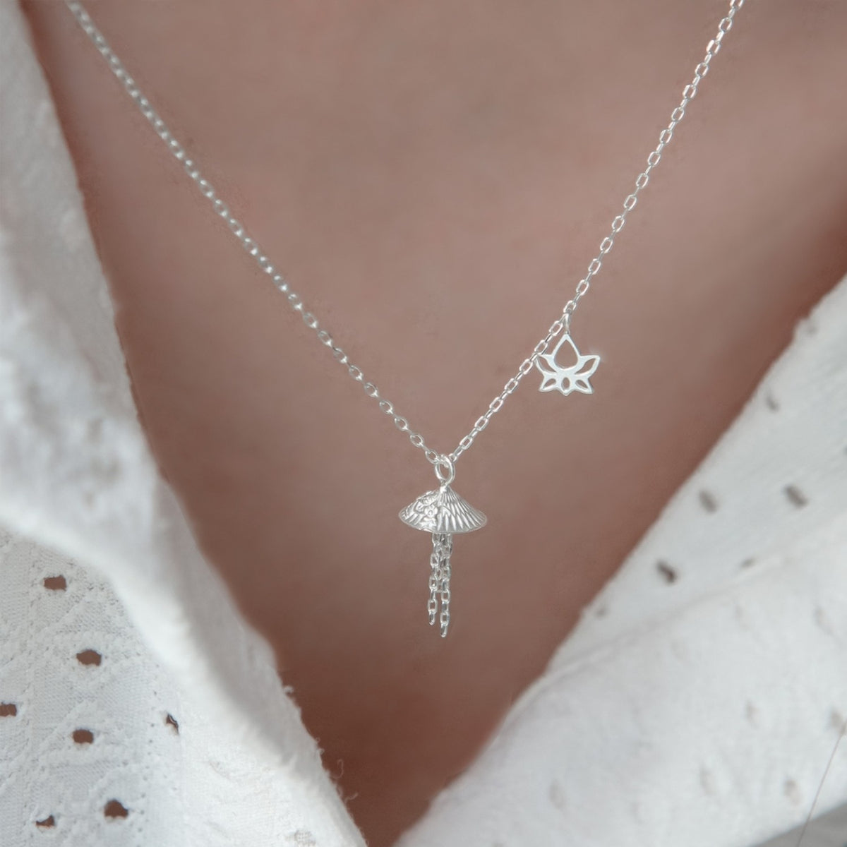 Handcrafted 925 Sterling Silver Women's Cone-Shaped Necklace