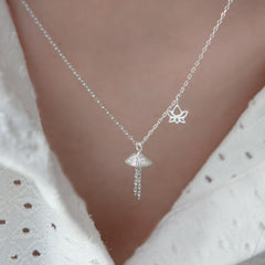 Handcrafted 925 Sterling Silver Women's Cone-Shaped Necklace