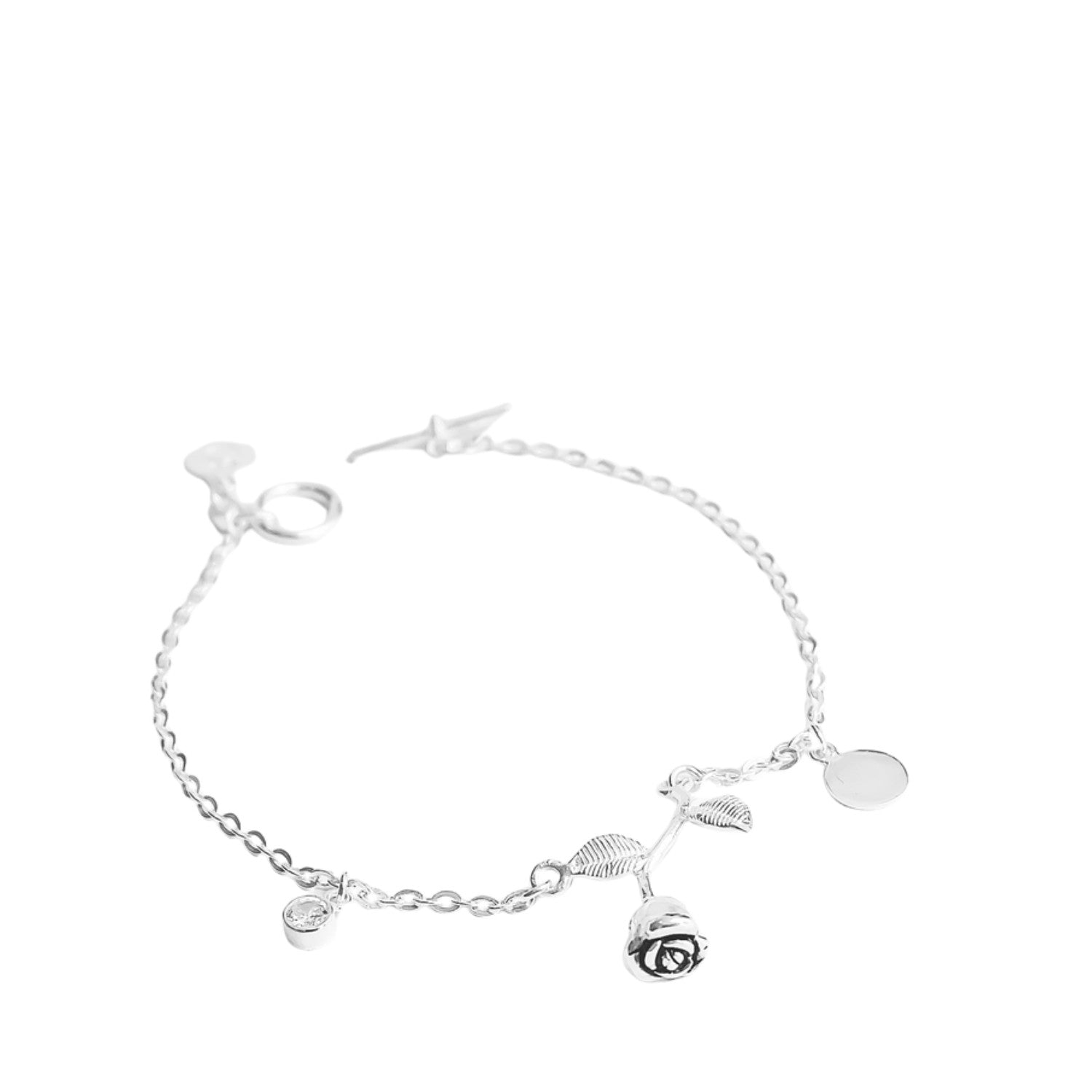 Handcrafted 925 Sterling SilverRose Bracelet For Women